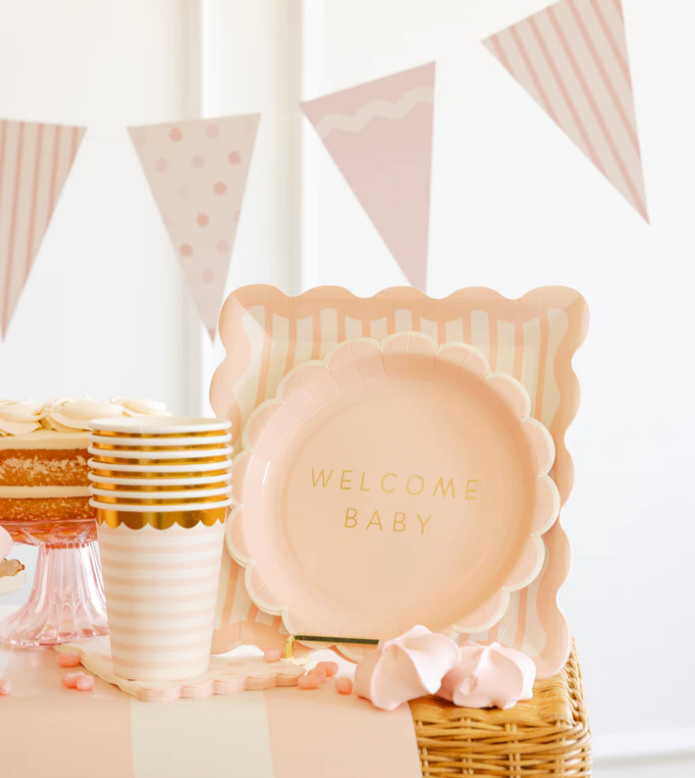 Pink Striped 10" Plate