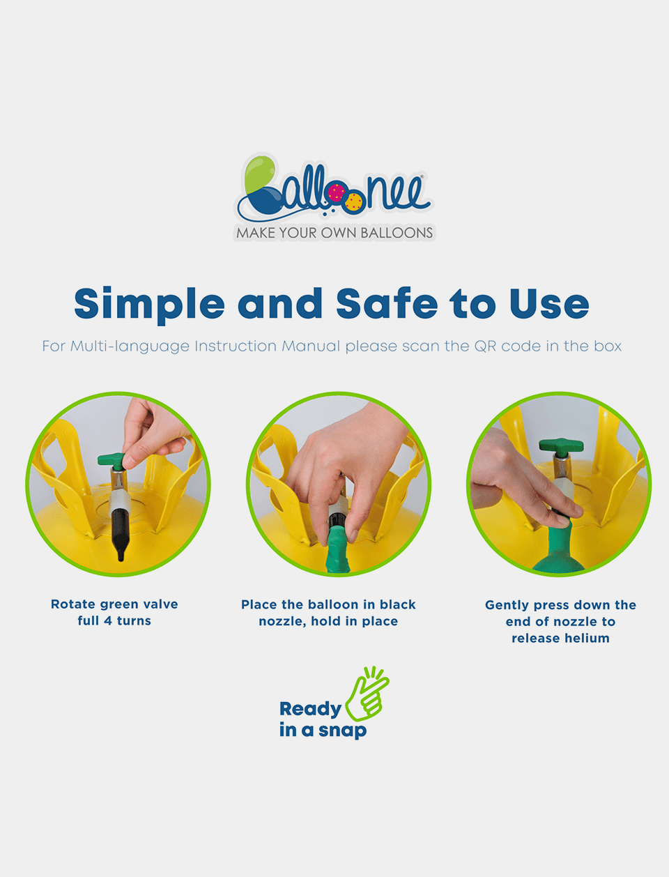 Balloonee Jumbo Disposable Helium Party Kit