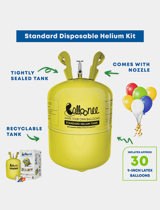 Balloonee Standard Disposable Helium Party Kit - Combo Pack of 3