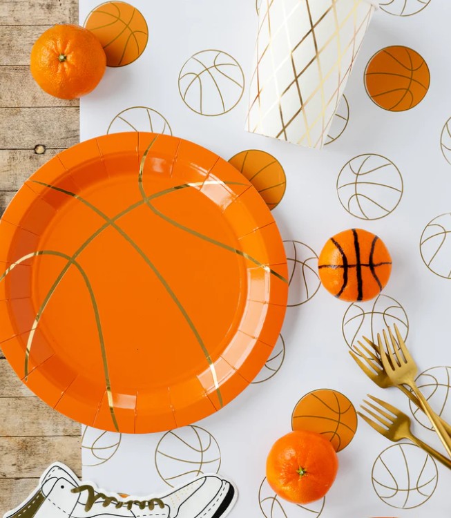9" Basketball Paper Plate