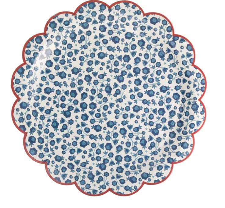 Blue Ditsy Floral Paper Plate