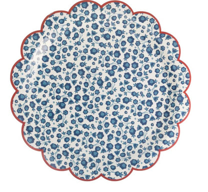 Blue Ditsy Floral Paper Plate