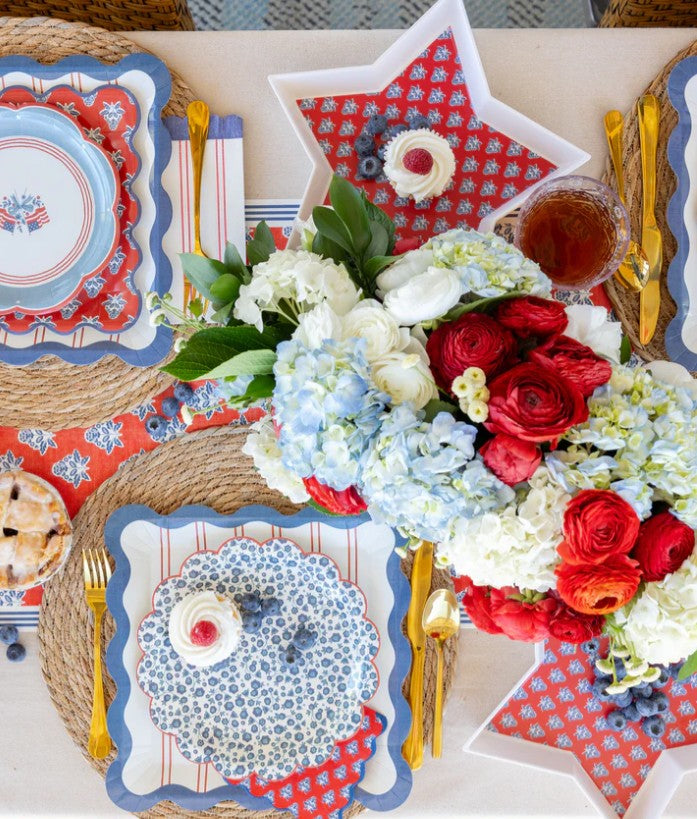 Blue Ditsy Floral Paper Plate