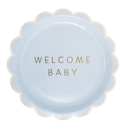 Welcome Baby Blue Plate