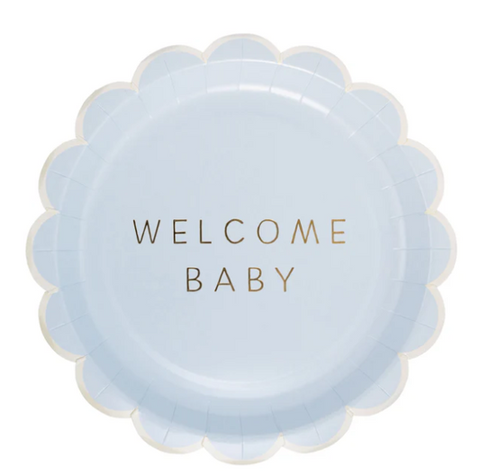 Welcome Baby Blue Plate