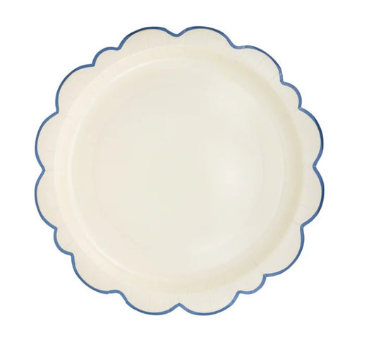 Pembroke Cream with Blue Edge 12" Paper Plate