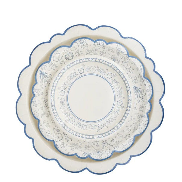 Pembroke Cream with Blue Edge 12" Paper Plate