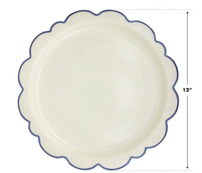 Pembroke Cream with Blue Edge 12" Paper Plate
