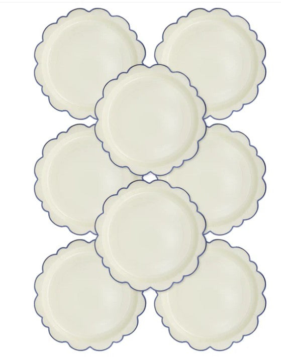Pembroke Cream with Blue Edge 12" Paper Plate