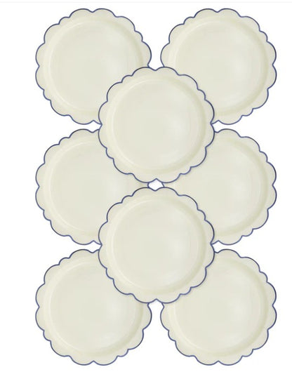 Pembroke Cream with Blue Edge 12" Paper Plate