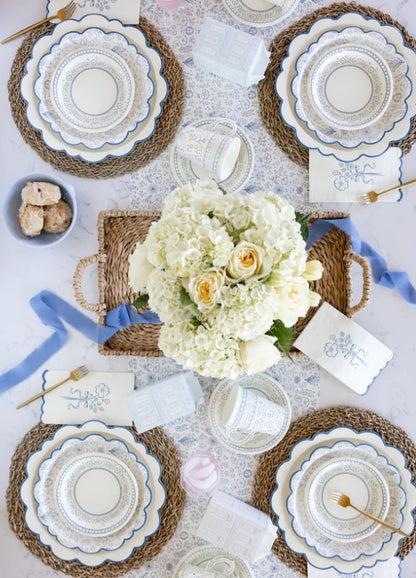 Pembroke Cream with Blue Edge 12" Paper Plate