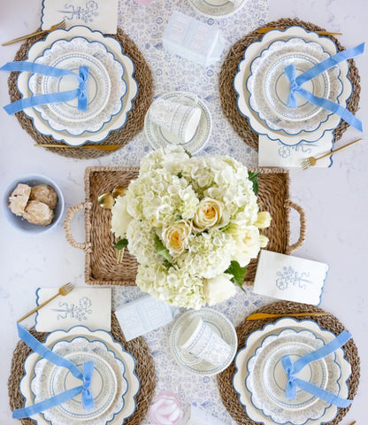 Pembroke Cream with Blue Edge 12" Paper Plate