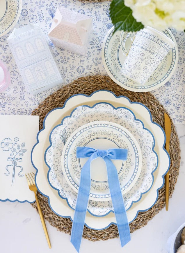 Pembroke Cream with Blue Edge 12" Paper Plate