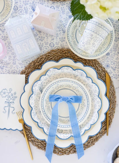 Pembroke Cream with Blue Edge 12" Paper Plate