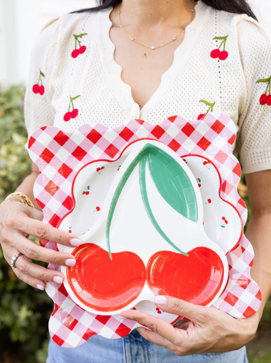Cherries Gingham Plate