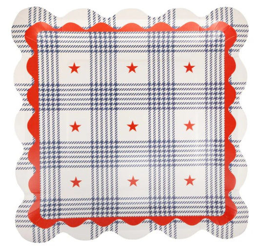 Plaid Stars Paper Plate - 11"