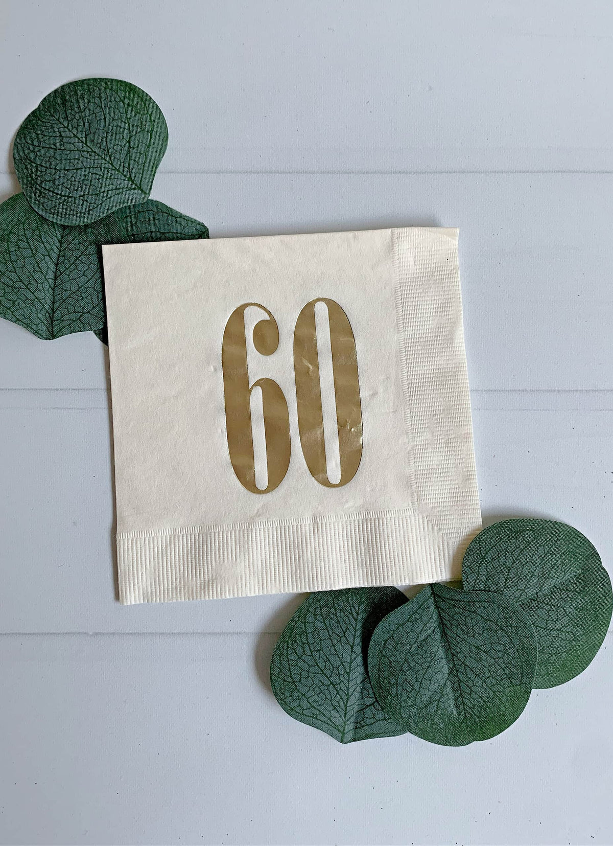 Chapter 60 Cocktail Napkins Cream & Gold Foil 60th Birthday Luxe 16pk