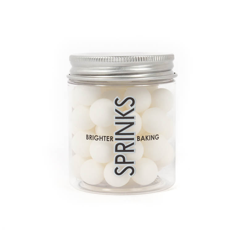 MATTE WHITE CACHOUS 10MM PEARL BEADS BY SPRINKS