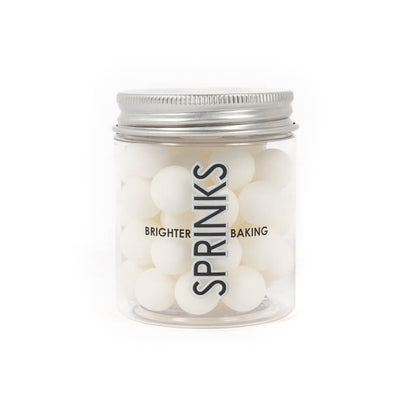 MATTE WHITE CACHOUS 10MM PEARL BEADS BY SPRINKS