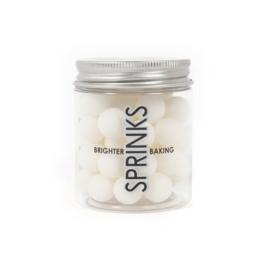 MATTE WHITE CACHOUS 10MM PEARL BEADS BY SPRINKS