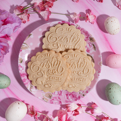 Embossed Easter Cookie Stamp - He is Risen Circle
