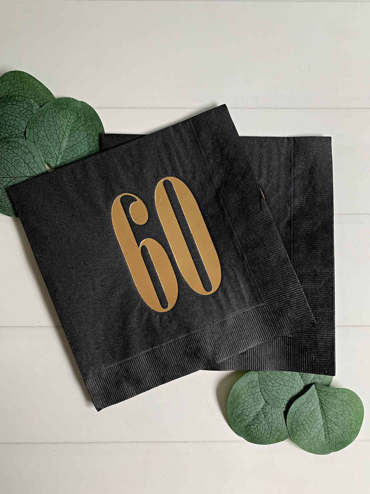 Chapter 60 Luncheon Napkins Black & Gold Foil 60th Birthday Speakeasy 16pk
