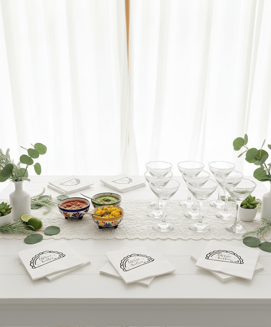 Let's Taco Bout Love Napkins Black & White - Wedding Taco Bar Engagement - Set of 16