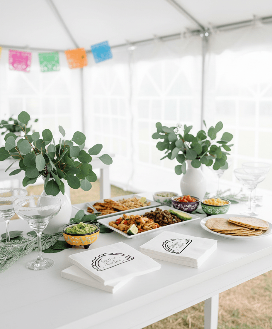 Let's Taco Bout Love Napkins Black & White - Wedding Taco Bar Engagement - Set of 16