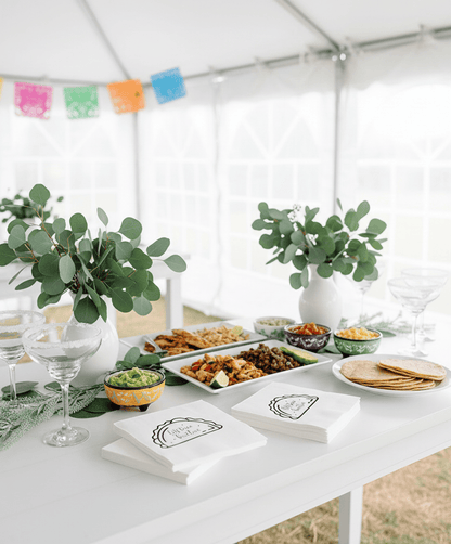 Let's Taco Bout Love Napkins Black & White - Wedding Taco Bar Engagement - Set of 16