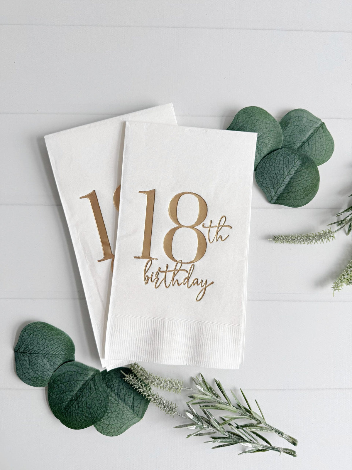 18th Birthday Dinner Napkins White & Gold Foil Finally 18 Elegant 3-Ply 16pk