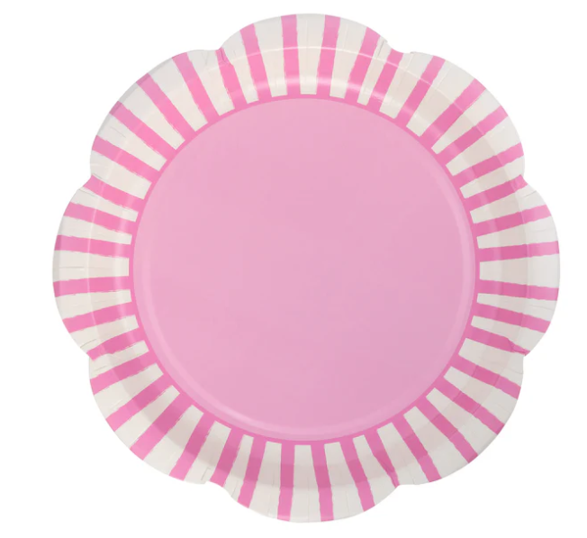 Fuchsia Striped Scallops 9" Plate