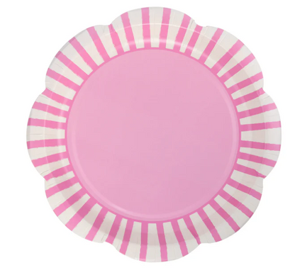 Fuchsia Striped Scallops 9" Plate