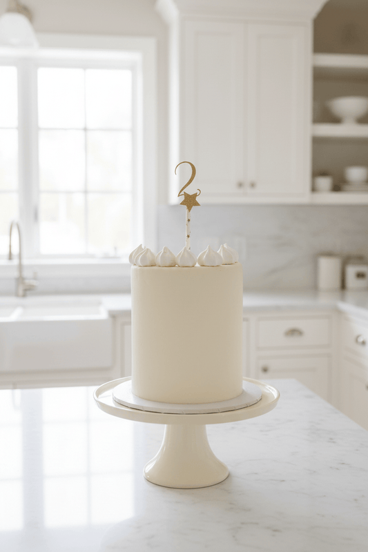 Number 2 Cake Topper Gold Star - 2nd Birthday Cake Topper