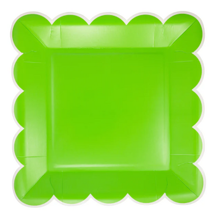 Green Scalloped 9" Square Plate