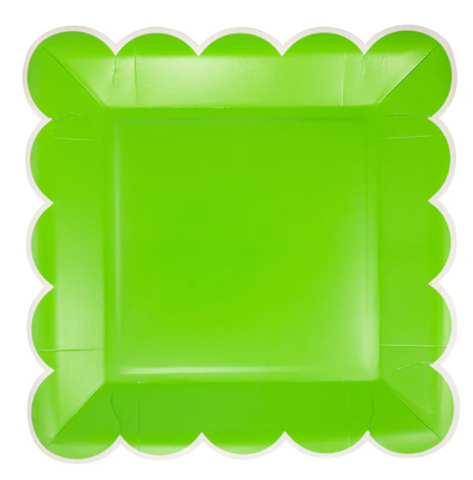 Green Scalloped 9" Square Plate