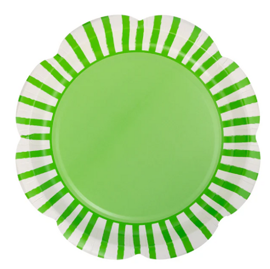 Green Striped Scallops 9" Plate