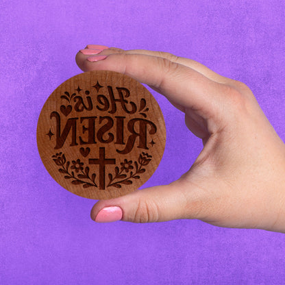 Embossed Easter Cookie Stamp - He is Risen Circle