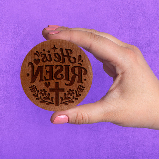 Embossed Easter Cookie Stamp - He is Risen Circle