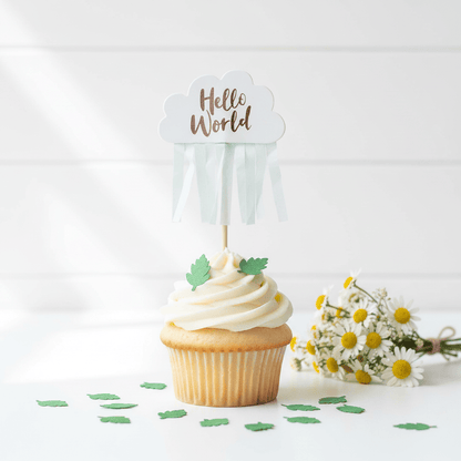 Hello World Baby Shower Cupcake Toppers