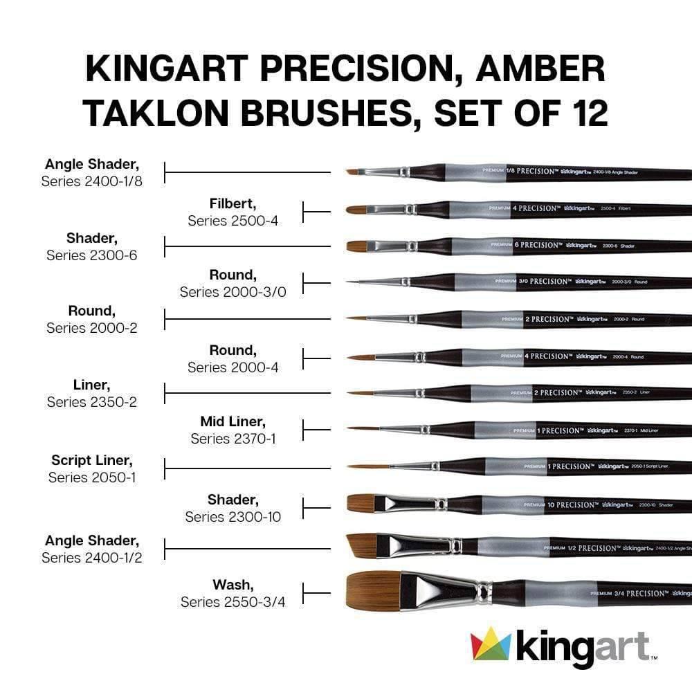 Precision™ Amber Taklon Comfort Handle Brush Set - 12 pc