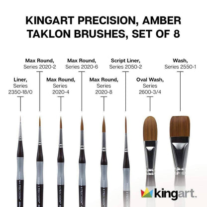 Precision™ Amber Taklon Comfort Handle Brush Set - 8 pc
