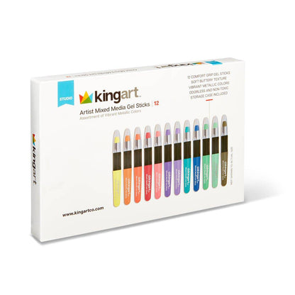 Mixed Media Gel Stick Crayons - 12 Metallic Colors
