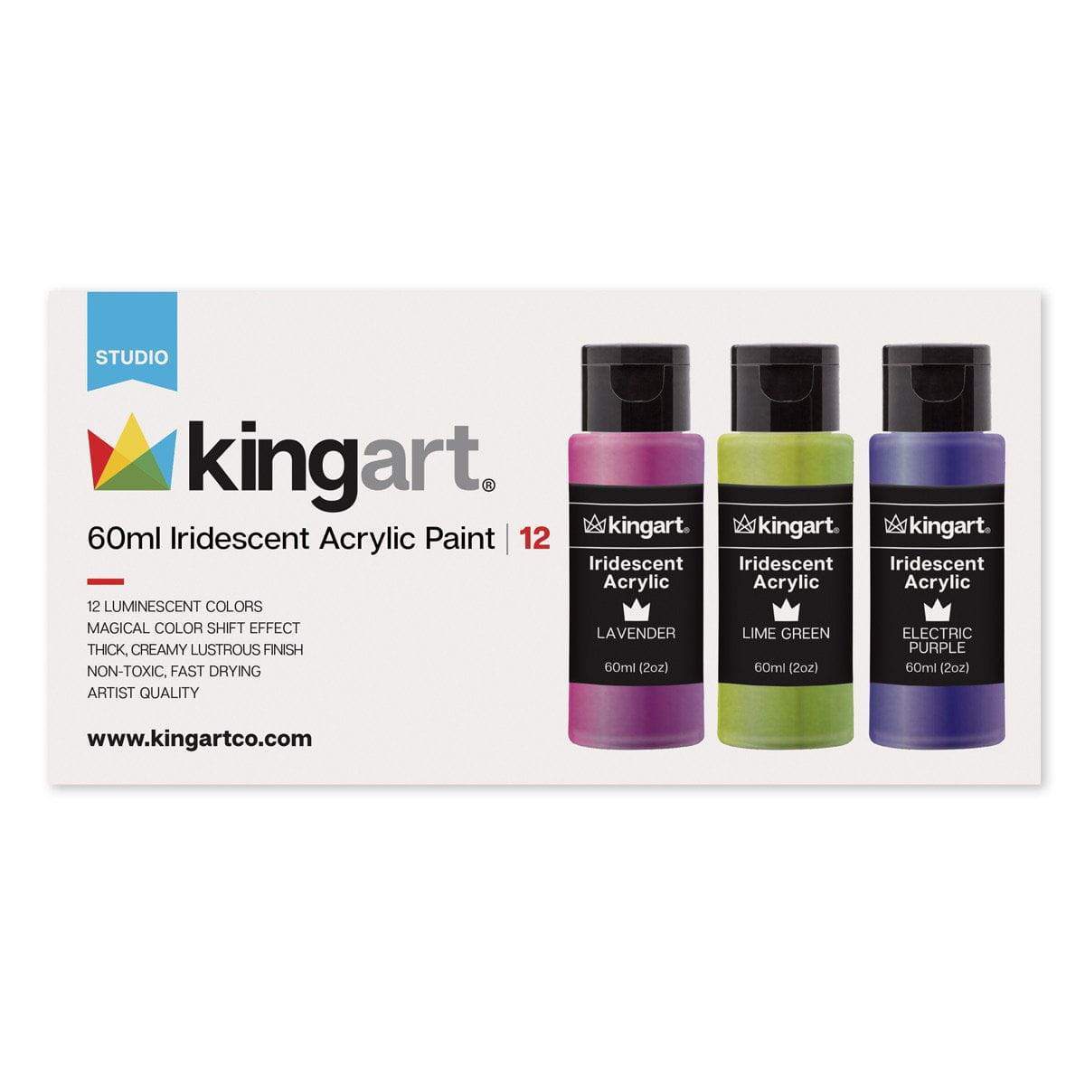 Studio Acrylic Paint - 60ml Bottles - 12 Iridescent Colors