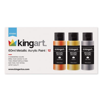 Studio Acrylic Paint - 60ml Bottles - 12 Metallic Colors