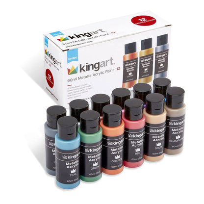 Studio Acrylic Paint - 60ml Bottles - 12 Metallic Colors