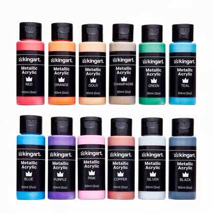 Studio Acrylic Paint - 60ml Bottles - 12 Metallic Colors