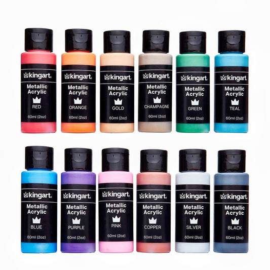 Studio Acrylic Paint - 60ml Bottles - 12 Metallic Colors