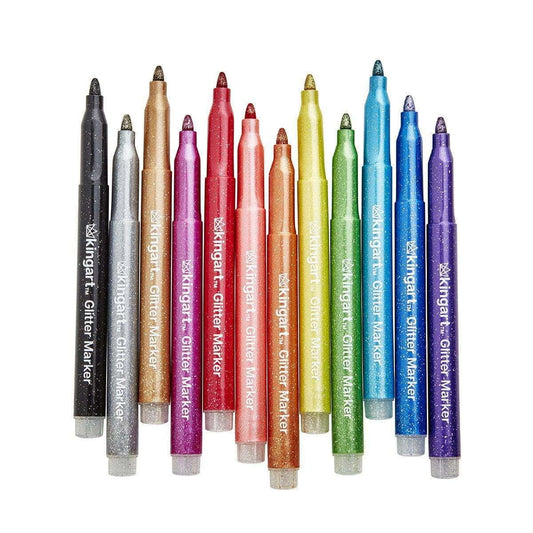 Sparkling Glitter Markers - Fine Tip - 12 Colors