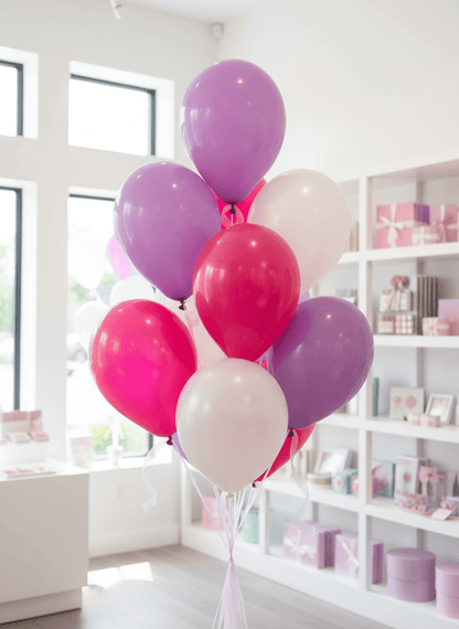 Lavender, Lilac, Fuchsia & White Pearl Balloon Bouquet - 12 Pack Party Balloons