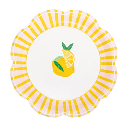 Yellow & Pink Striped Scallops Plate